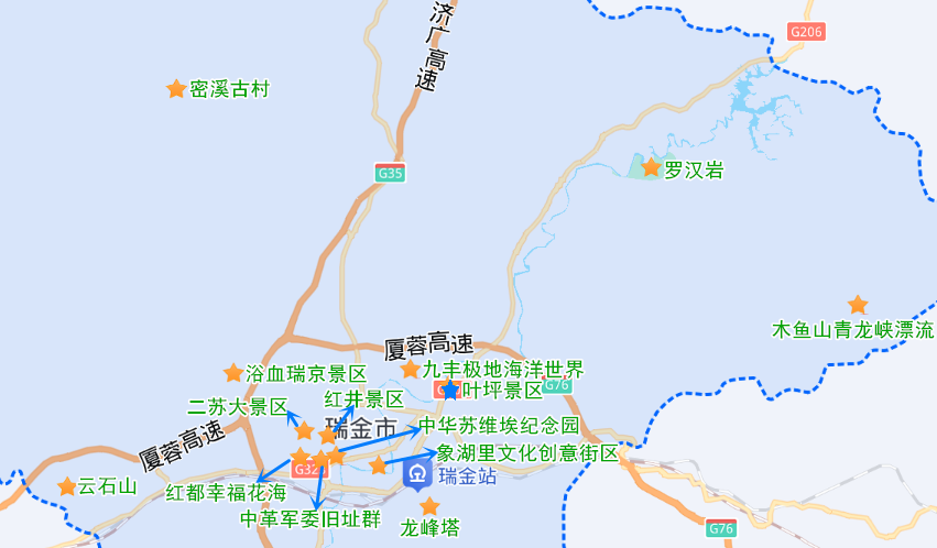 瑞金市旅游景点分布情况1、瑞金共和国摇篮旅游区瑞金共和国摇篮旅游区包